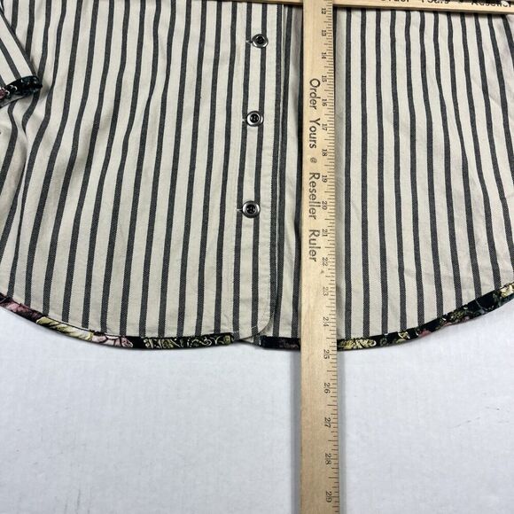 Chicos Button Down Shirt Striped Contrast Trim Long Sleeve Work Top 1 MEDIUM - Picture 7 of 10